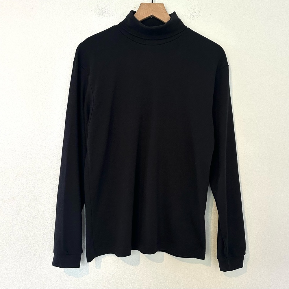 Vintage Eddie Bauer 100% Cotton Turtleneck  Sz M Black Indie Minimalist Basic